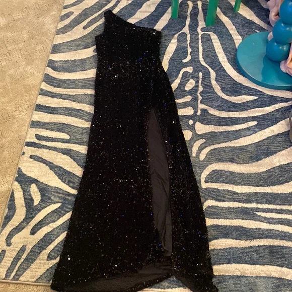 Berlinnova | Dresses | Black Mermaid Glitter One Shoulder Backless Prom  Dress With Sequins | Poshmark